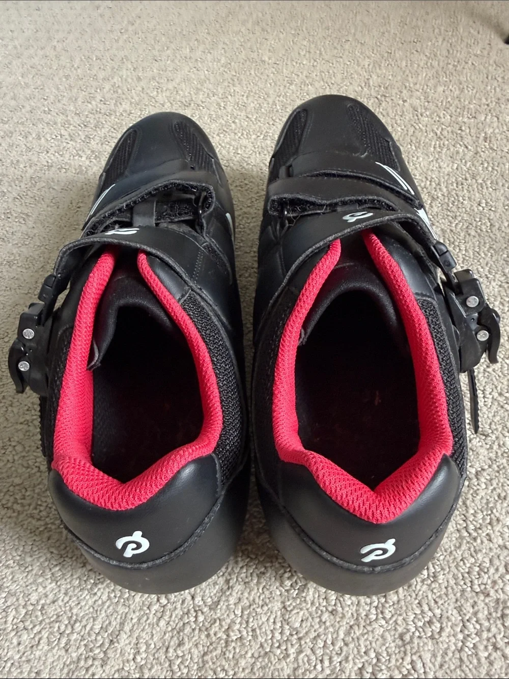 Peloton Men's Athletic Cycling Shoes - Black with Pink Lining